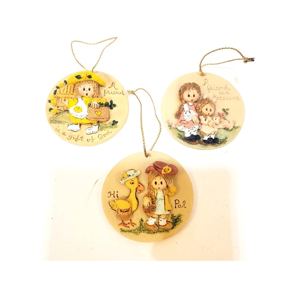 Vintage Lot of 3 LaBerge 90' s Limited Edition Christmas Ornaments , Friends